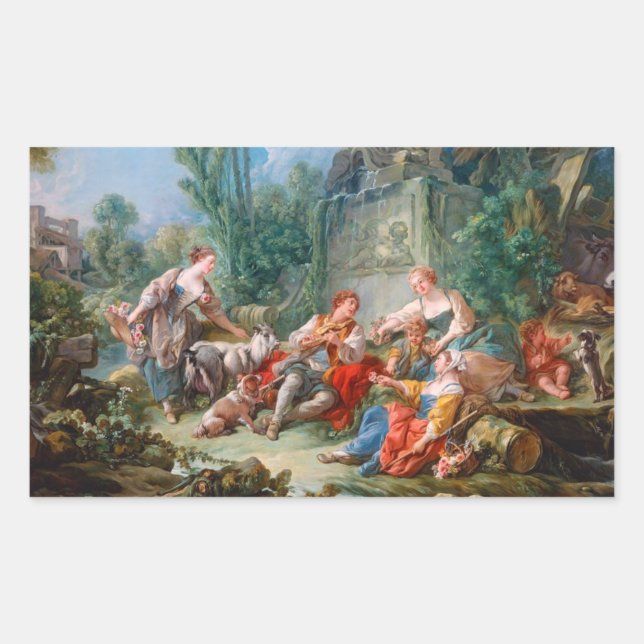 francois boucher shepherd's idyll rococo scenery sticker (Front)