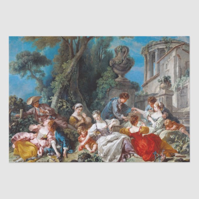 Francois Boucher | The Bird Catchers (1748) Tissue Paper (Front)