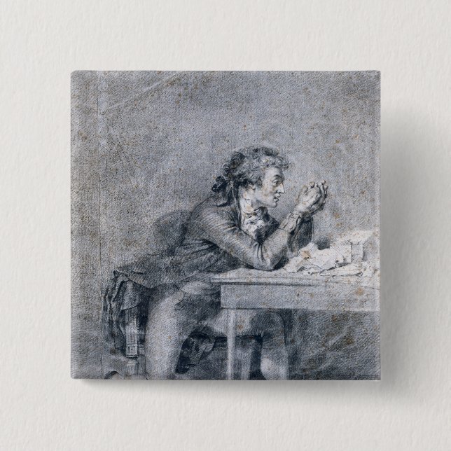 Francois Buzot  contemplating a portrait 2 Inch Square Button (Front)