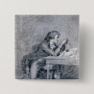 Francois Buzot  contemplating a portrait 2 Inch Square Button