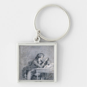 Francois Buzot  contemplating a portrait Keychain