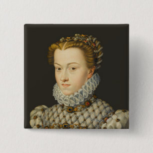 Francois Clouet - Elisabeth of Austria 2 Inch Square Button