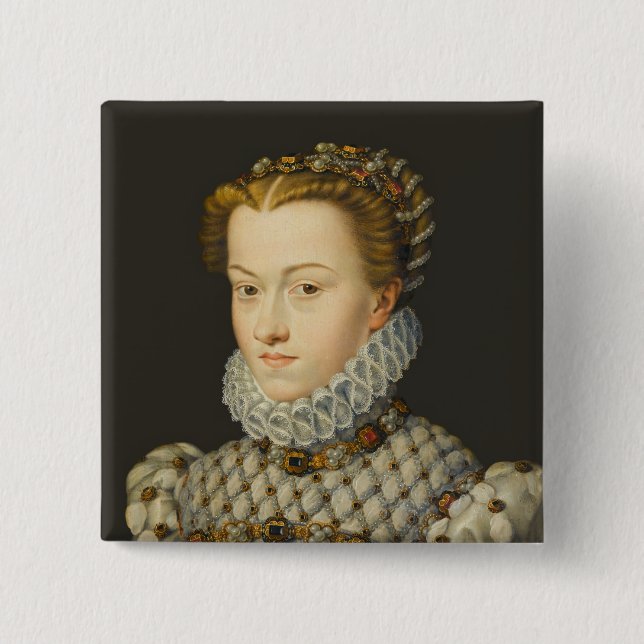 Francois Clouet - Elisabeth of Austria 2 Inch Square Button (Front)