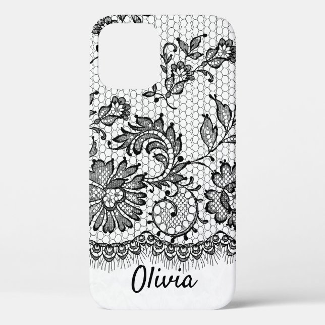 Frange de dentelle noire sur coque iphone Coque bl (Verso)