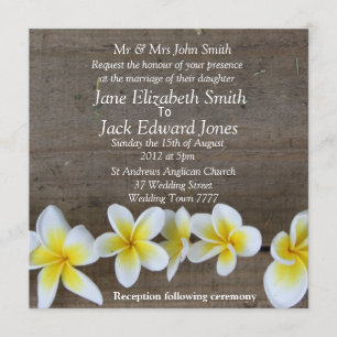 Frangipani Beach Wedding Custom Invitations