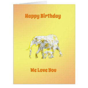 Frangipani Elephants, Jumbo Birthday Card