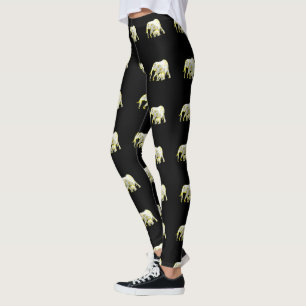 Frangipani Elephants, Ladies Leggings