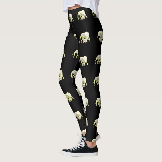 Frangipani Elephants, Ladies Leggings (Left)
