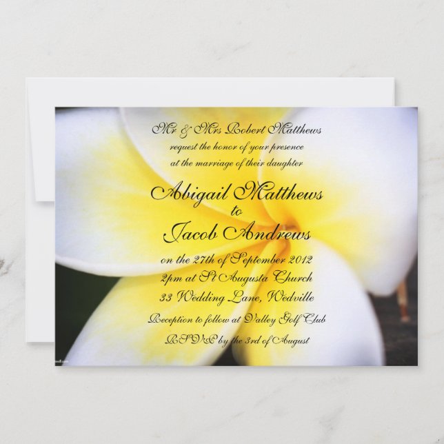Frangipani - Faire-part de mariage (Devant)