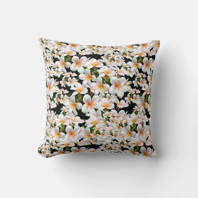 FRANGIPANI FLORAL FABULOUSNOUS THROW PILLOW (Front)