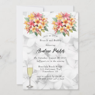 Frangipani Floral Hawaiian Brunch and Bubbly Invitation