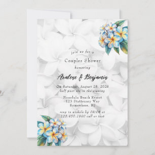 Frangipani Floral Hawaiian Couples Shower Invitation