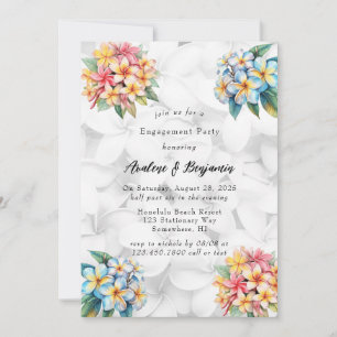 Frangipani Floral Hawaiian Engagement Party Invitation