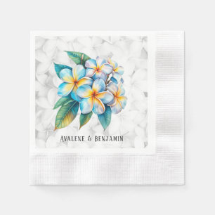 Frangipani Floral Hawaiian Wedding Custom Napkin