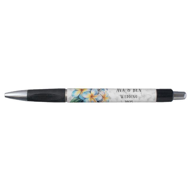 Frangipani Floral Hawaiian Wedding Custom Pen (Front)