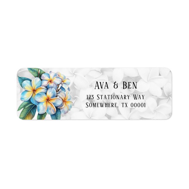 Frangipani Floral Hawaiian Wedding Return Address (Front)