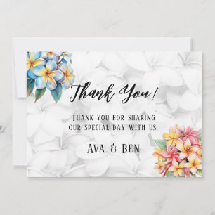 Frangipani Floral Hawaiian Wedding Thank You Card