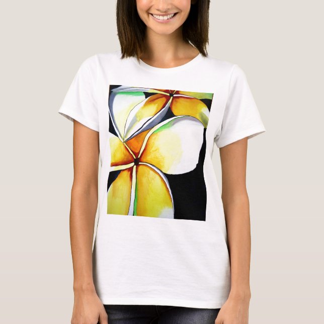 Frangipani flower art ladies t-shirt (Front)