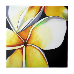 Frangipani flower art tile