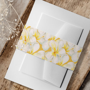 Frangipani flower floral watercolor pattern yellow invitation belly band