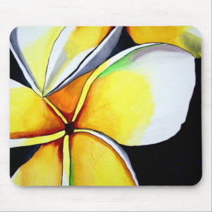 Frangipani flower watercolor original art painting mouse pad