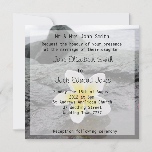 Frangipani Plage Mariage sur mesure Invitations (Devant)