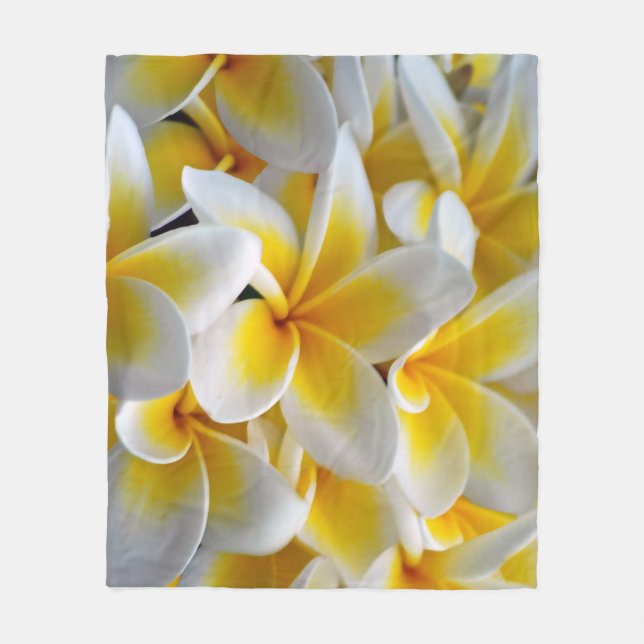 Frangipani Plumeria Flower Photo Fleece Blanket (Front)