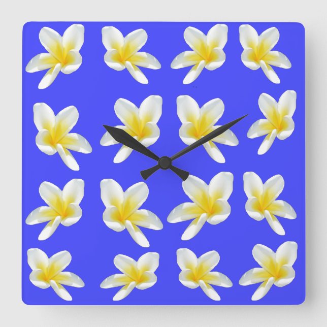 Frangipani Summer Breeze, Square Wall Clock. Clock (Front)