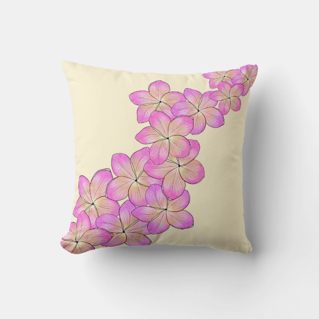Frangipani Throw Pillow (Front)