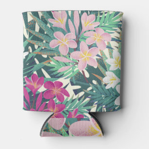 Frangipani Tropical: Pink-White Vintage. Can Cooler