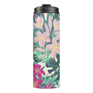 Frangipani Tropical: Pink-White Vintage. Thermal Tumbler