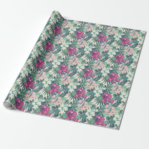 Frangipani Tropical: Pink-White Vintage. Wrapping Paper