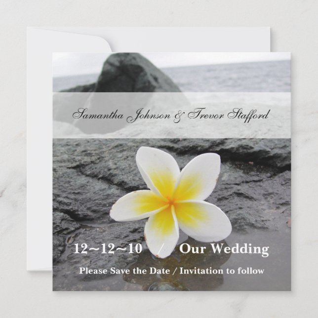 Frangipani Wedding Save the Date announcements (Front)