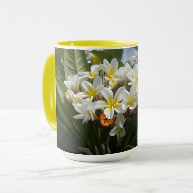 Frangipanis With Butterfly, Coffee Mug (Front Left)