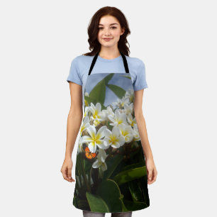 Frangipanis With Butterfly Ladies Full Print Apron