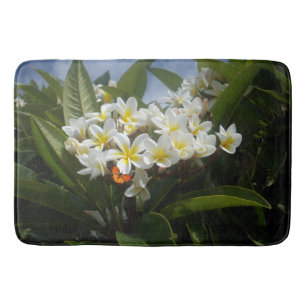 Frangipanis With Butterfly, Memory Foam Bathmat