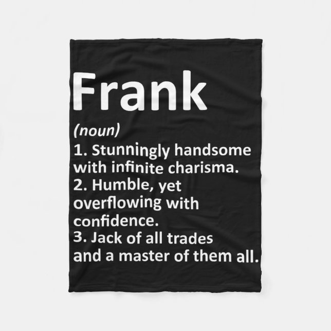 Frank Definition Personalized Name Funny Birthday  Fleece Blanket (Front)