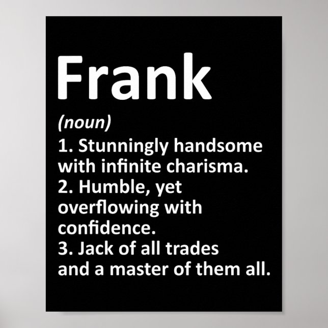 Frank Definition Personalized Name Funny Birthday  Poster (Front)