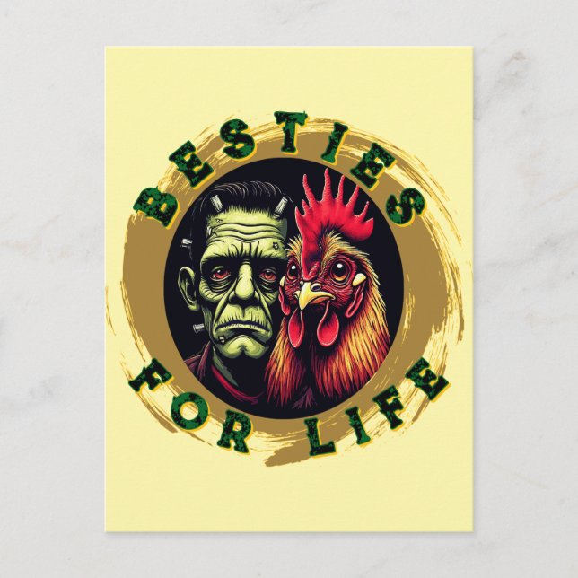 "Frank & Earl Besties" Chessy Chicken Selfies Postcard (Front)