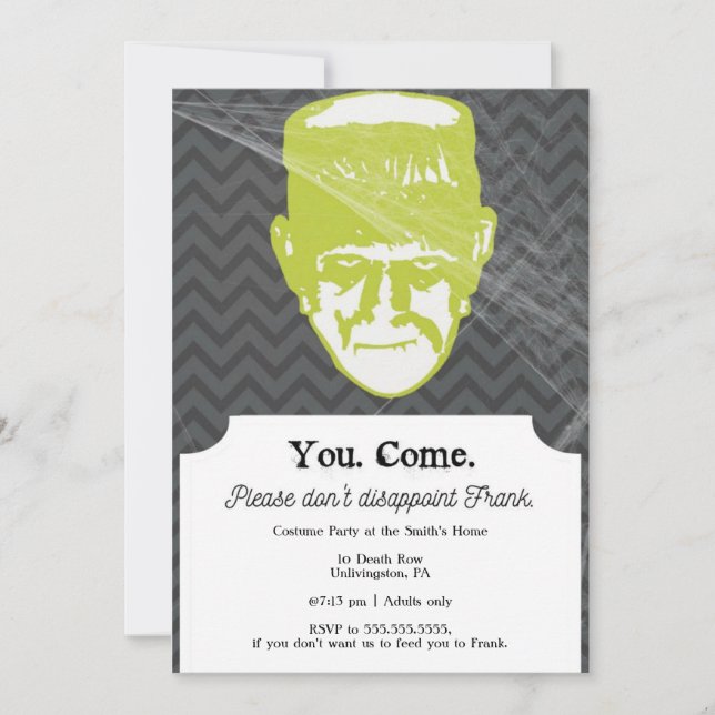 Frank | Funny Halloween Party Invitation 5x7 (Front)