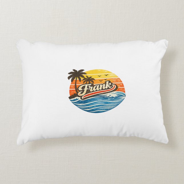 Frank Retro Sunset Name Design Accent Pillow (Front)