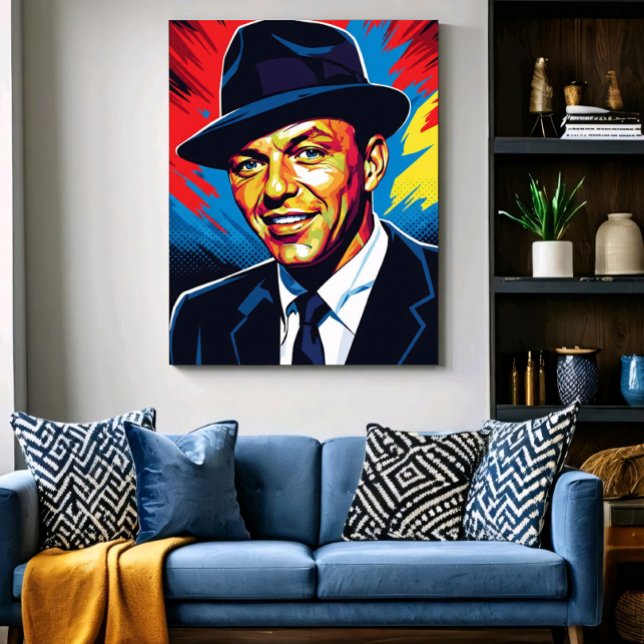 Frank Sinatra: Iconic Charm in Vivid Colours Canvas Print (Creator Uploaded)