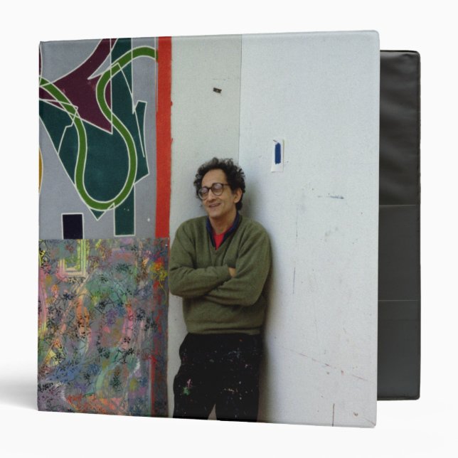 Frank Stella  beside one of his works Binder (Front/Inside)