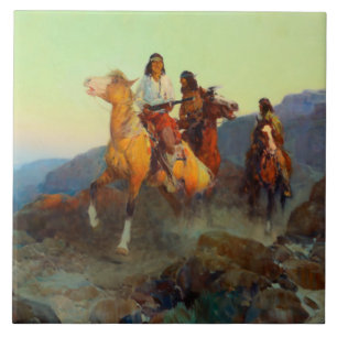Frank Tenney Johnson Western Art “Renegade Apache” Tile