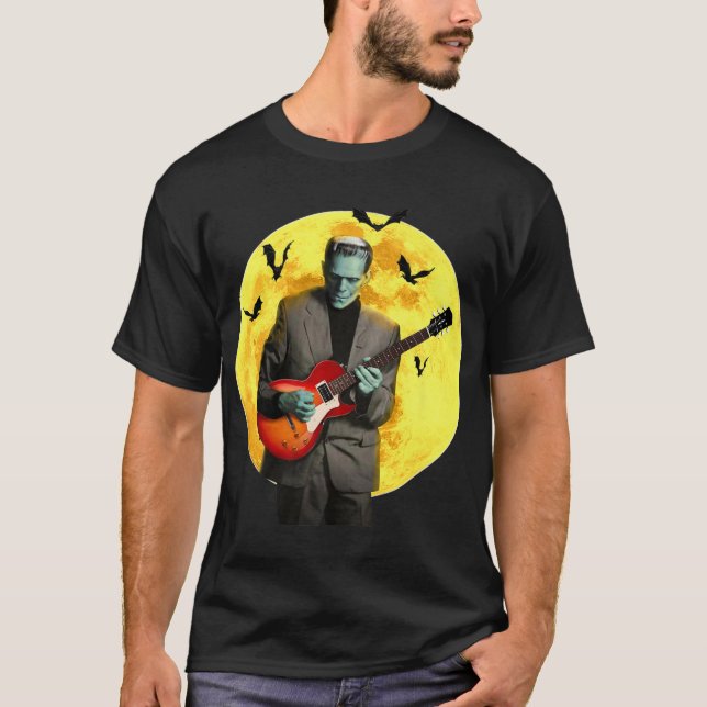 Franken guitar Frankenstein Plays Electric Guitar  T-Shirt (Front)