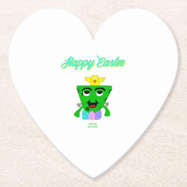 FrankenCheese Easter Heart Paper Coaster (Front)