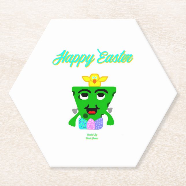 FrankenCheese Easter Hexagon Paper Coaster (Front)