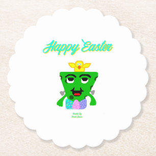 FrankenCheese Easter Scalloped Round Paper Coaster