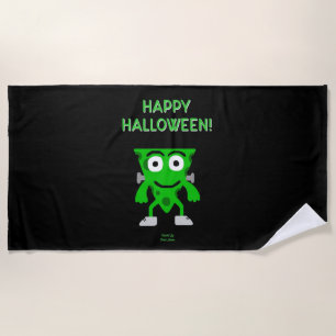 FrankenCheese Halloween Greetings Beach Towel