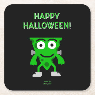 FrankenCheese Halloween Greetings Paper Coaster